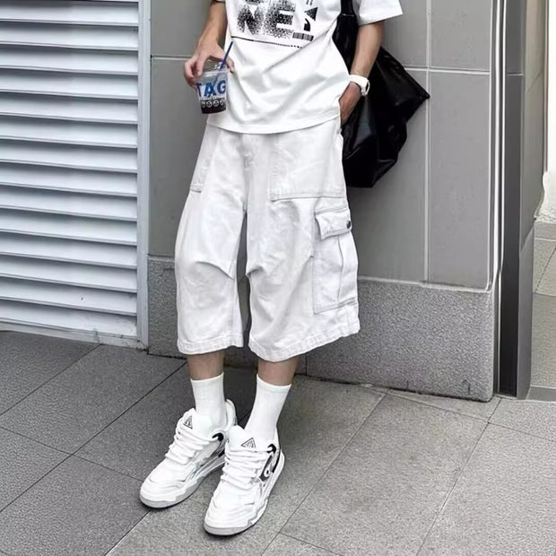 All-matching Loose Straight Cargo Cropped Pants Casual Pants Trendy